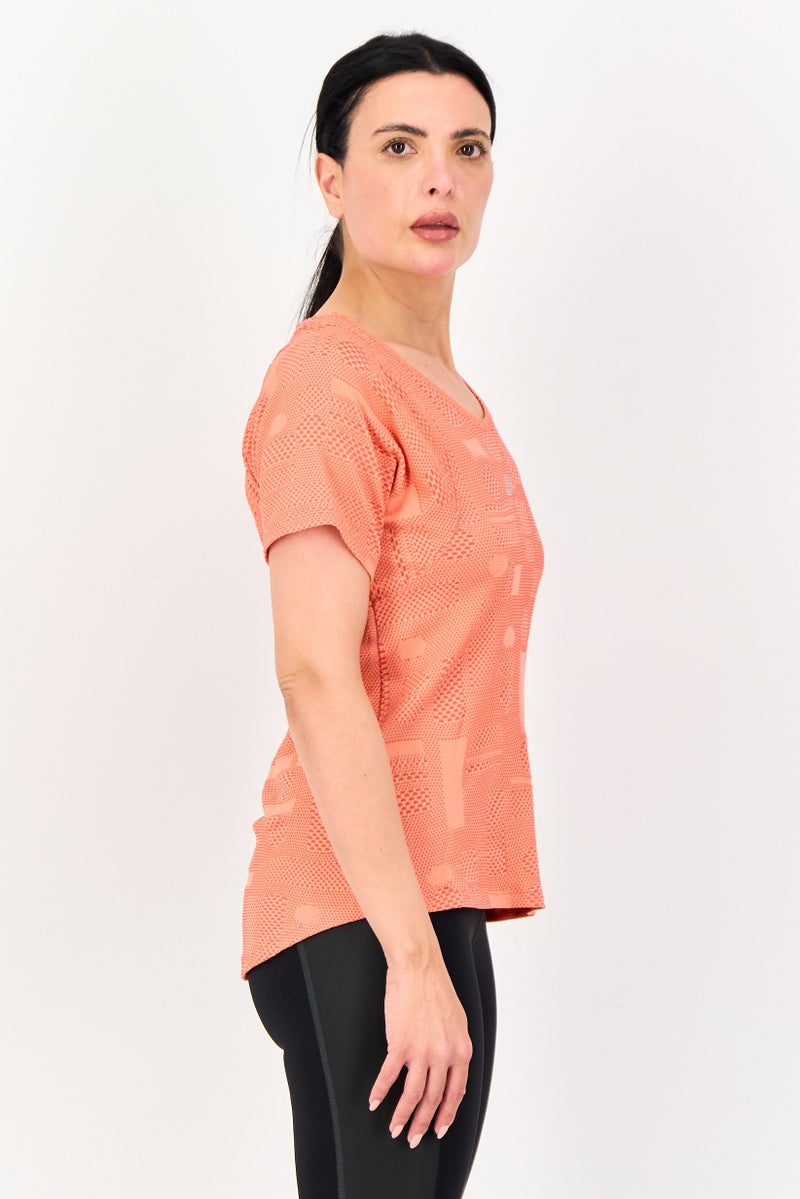 Nike تي شيرت تدريب قصير الأكمام للنساء، برتقالي - Image 2